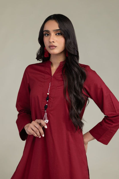 Khaadi Plain Embroidered Stitched Lawn 2PC