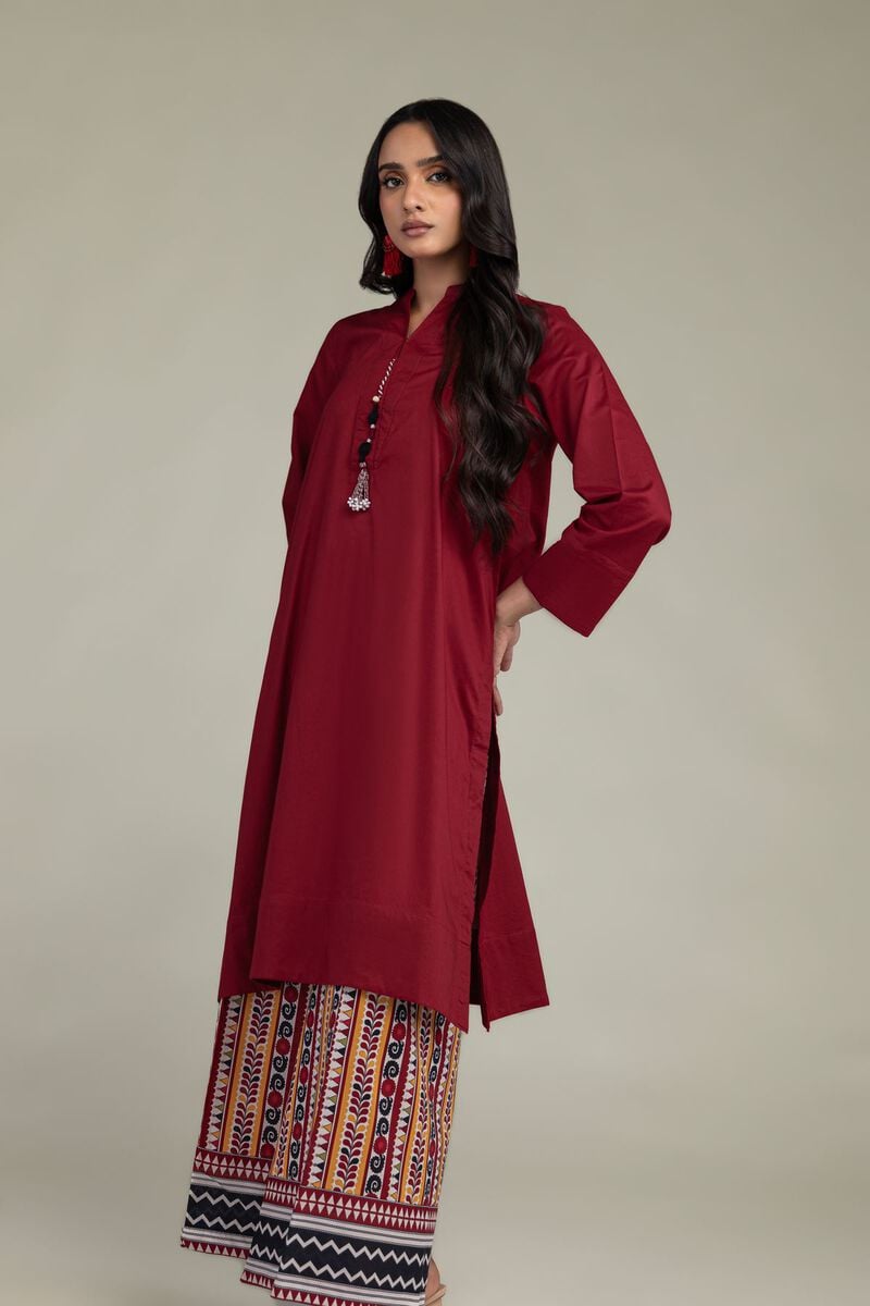 Khaadi Plain Embroidered Stitched Lawn 2PC