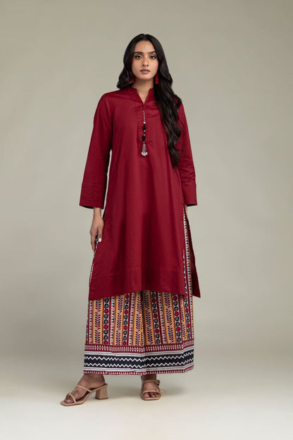 Khaadi Plain Embroidered Stitched Lawn 2PC