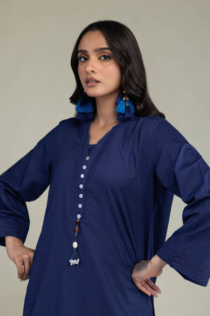 Khaadi Plain Embroidered Stitched Lawn 2PC
