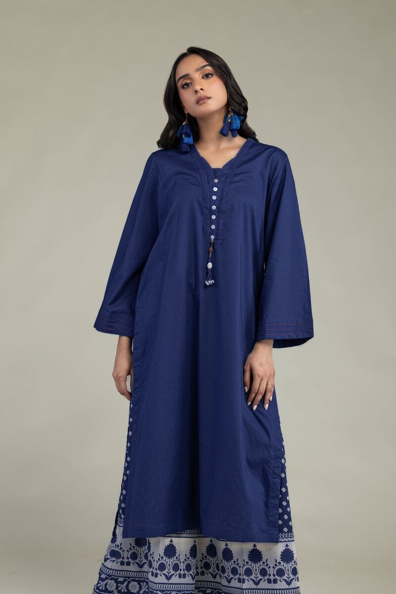 Khaadi Plain Embroidered Stitched Lawn 2PC