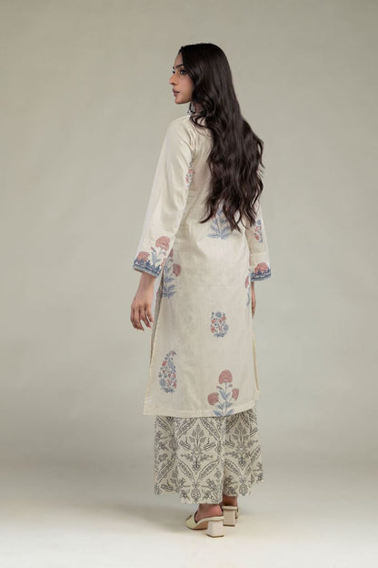 Khaadi Plain Embroidered Stitched Lawn 2PC