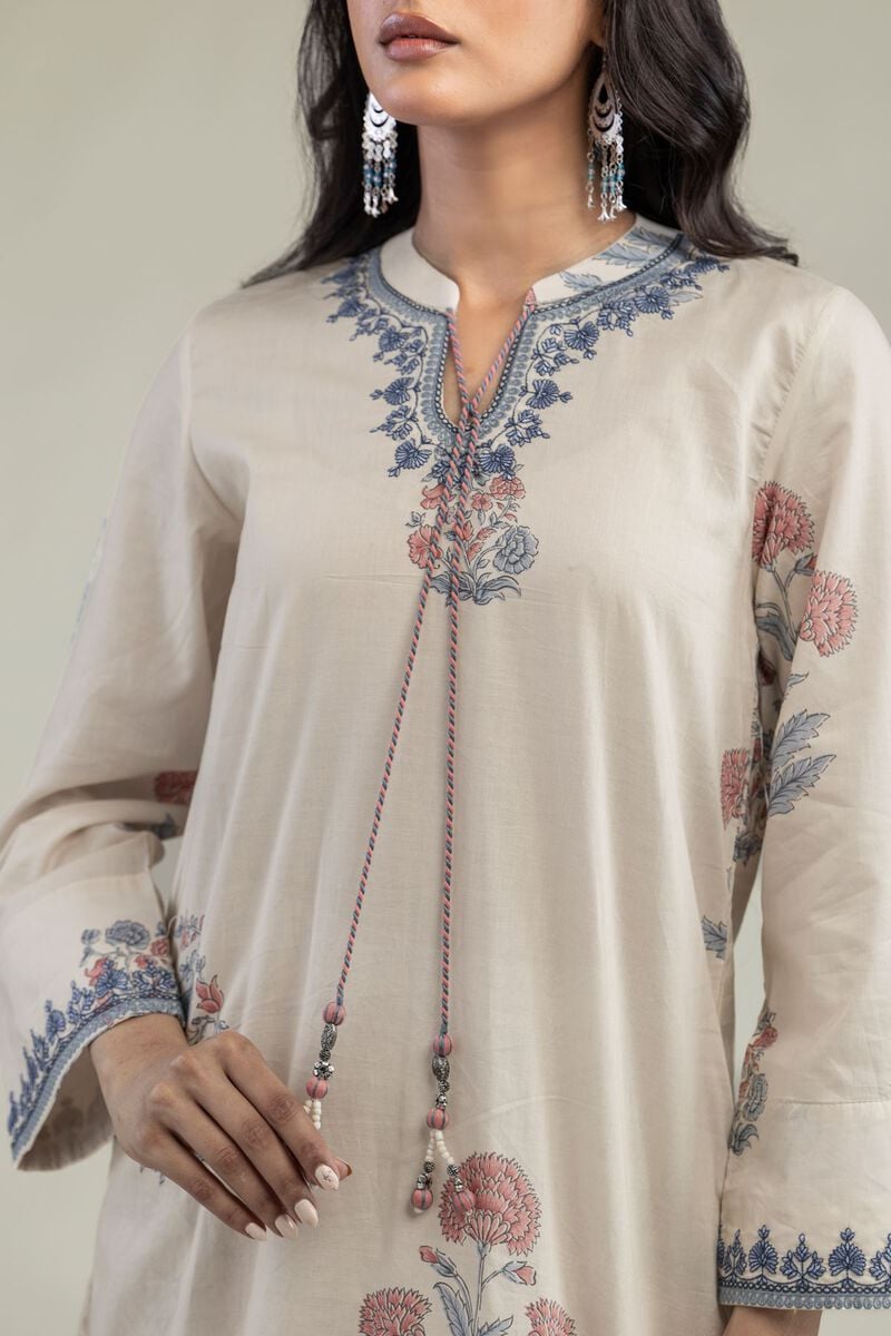Khaadi Plain Embroidered Stitched Lawn 2PC