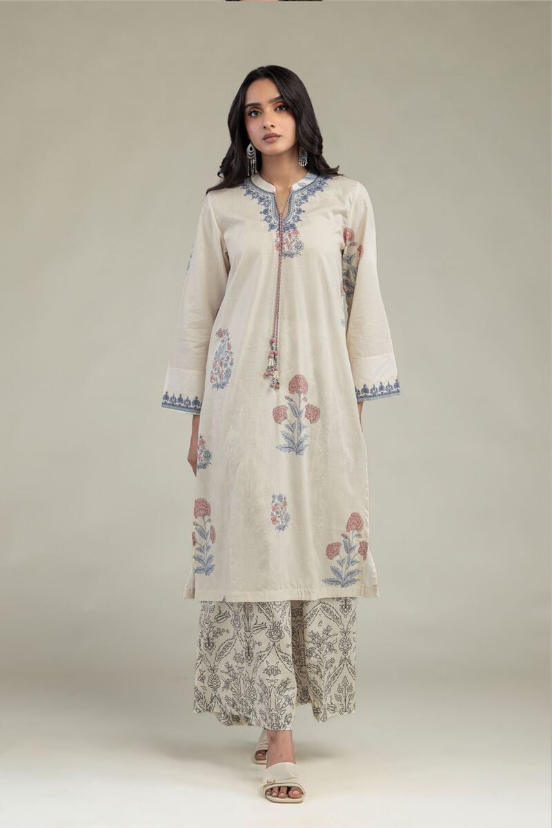 Khaadi Plain Embroidered Stitched Lawn 2PC
