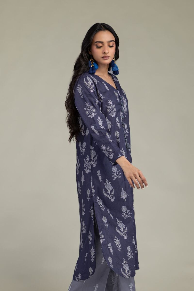 Khaadi Plain Embroidered Stitched Lawn 2PC