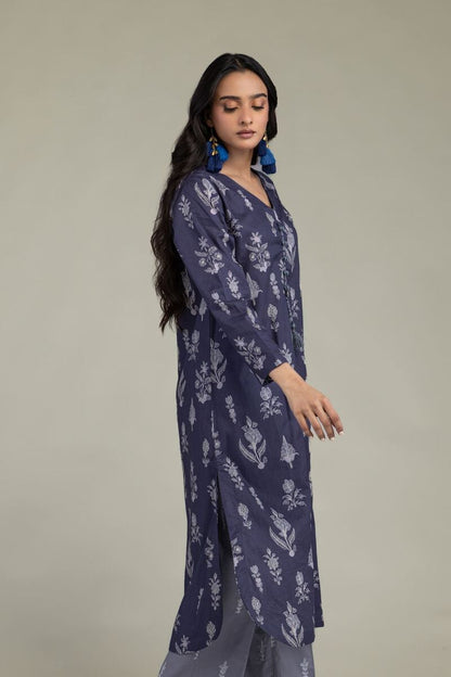 Khaadi Plain Embroidered Stitched Lawn 2PC