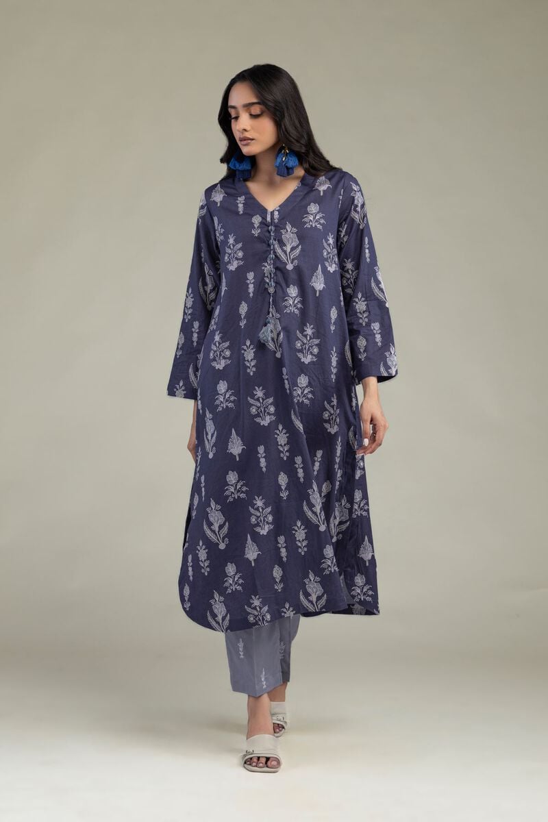 Khaadi Plain Embroidered Stitched Lawn 2PC
