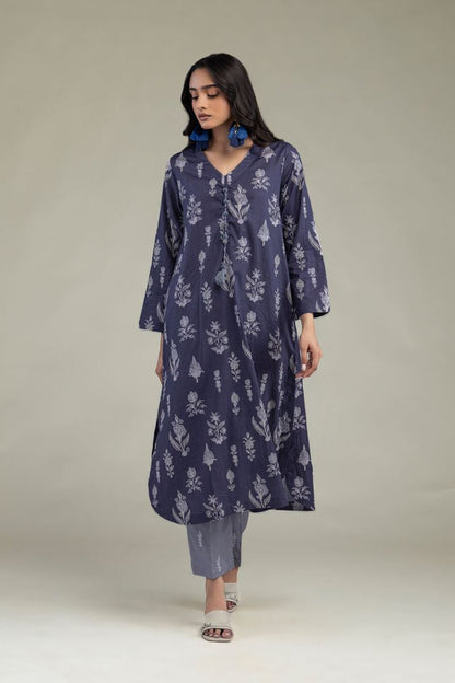 Khaadi Plain Embroidered Stitched Lawn 2PC