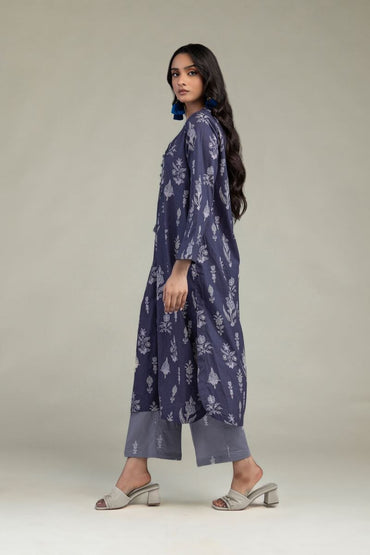 Khaadi Plain Embroidered Stitched Lawn 2PC