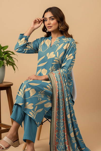 Noor By Fiza Noor Printed Wool 3PC