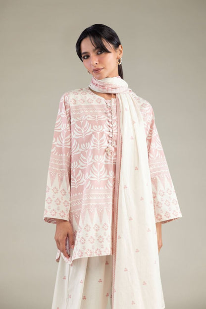 Khaadi Plain Embroidered Stitched Lawn 3PC