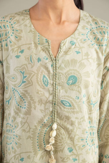 Khaadi Plain Embroidered Stitched Lawn 3PC