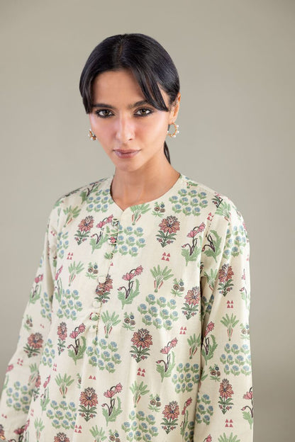 Khaadi Plain Embroidered Stitched Lawn 3PC