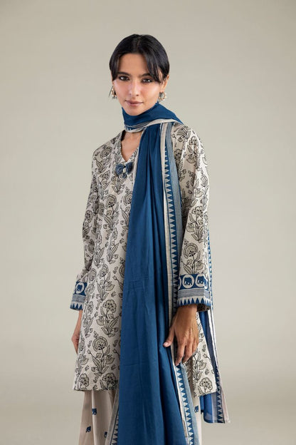 Khaadi Plain Embroidered Stitched Lawn 3PC