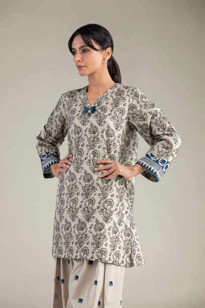 Khaadi Plain Embroidered Stitched Lawn 3PC