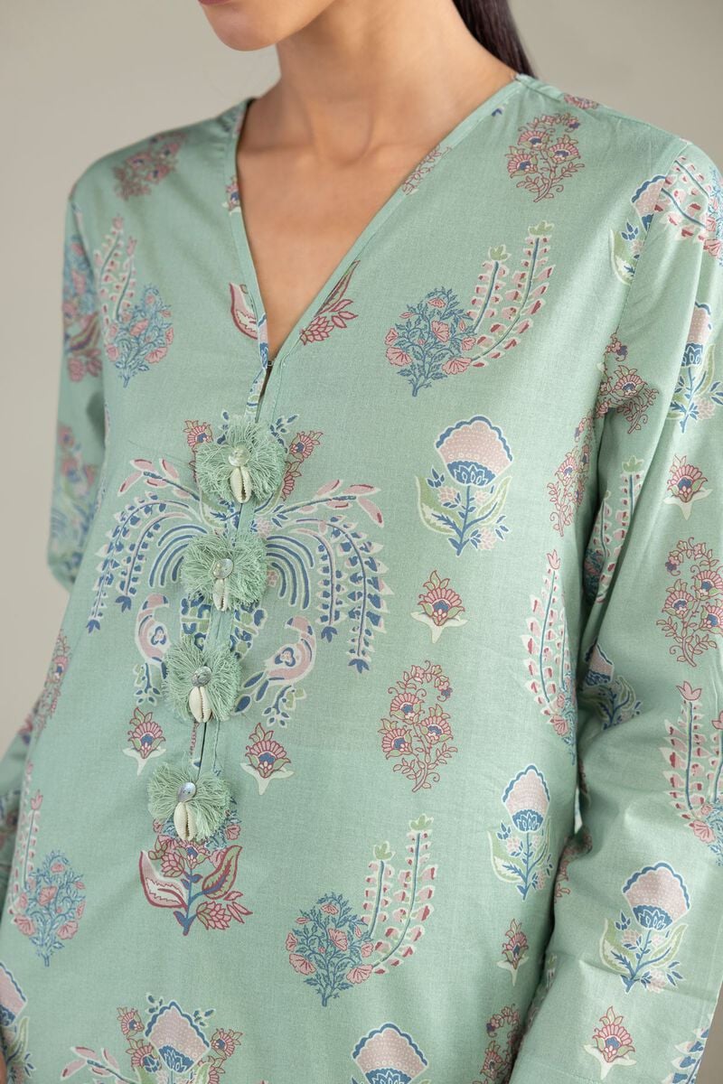 Khaadi Plain Embroidered Stitched Lawn 3PC