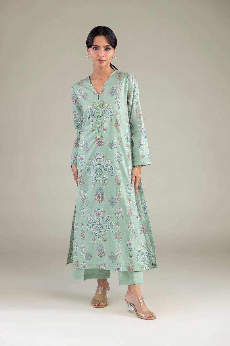 Khaadi Plain Embroidered Stitched Lawn 3PC