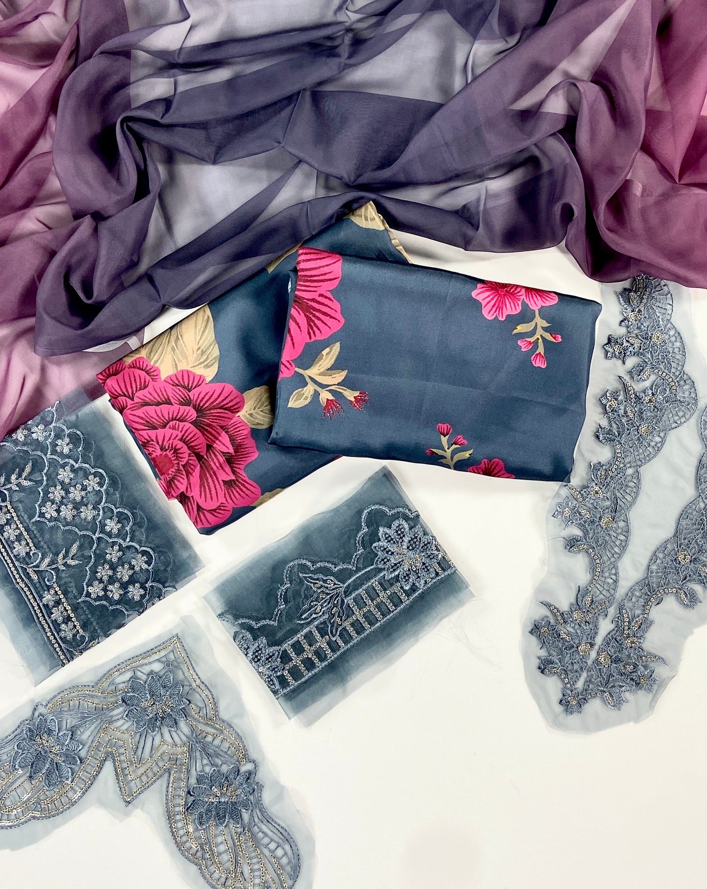 Print Embroidered Linen-3PC