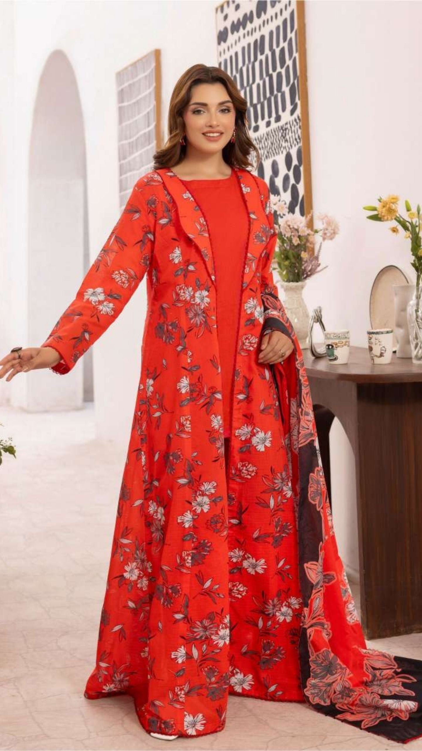 Coral Premium Doria Printed Lawn 3-PC