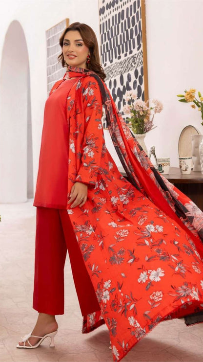 Coral Premium Doria Printed Lawn 3-PC