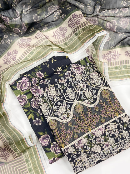 Anaya Noor Emb Bana Dora Lawn With Daman Patches 3PC