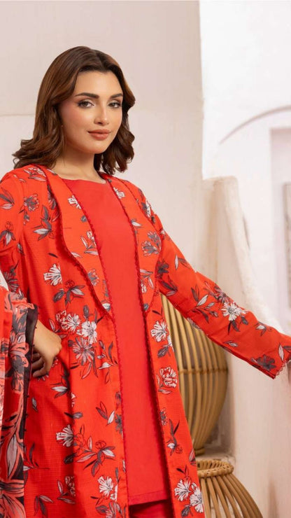 Coral Premium Doria Printed Lawn 3-PC