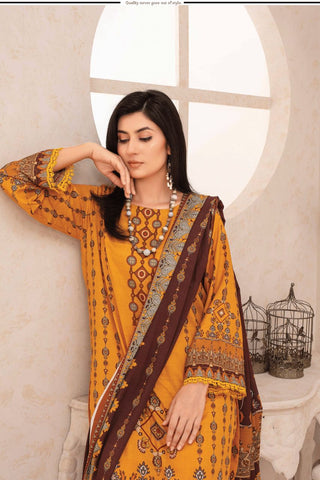 Falak By Feroza Printed Slub Linen-3PC