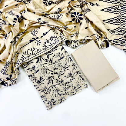 Ethnic Chickenkari Daman Linen 3PC