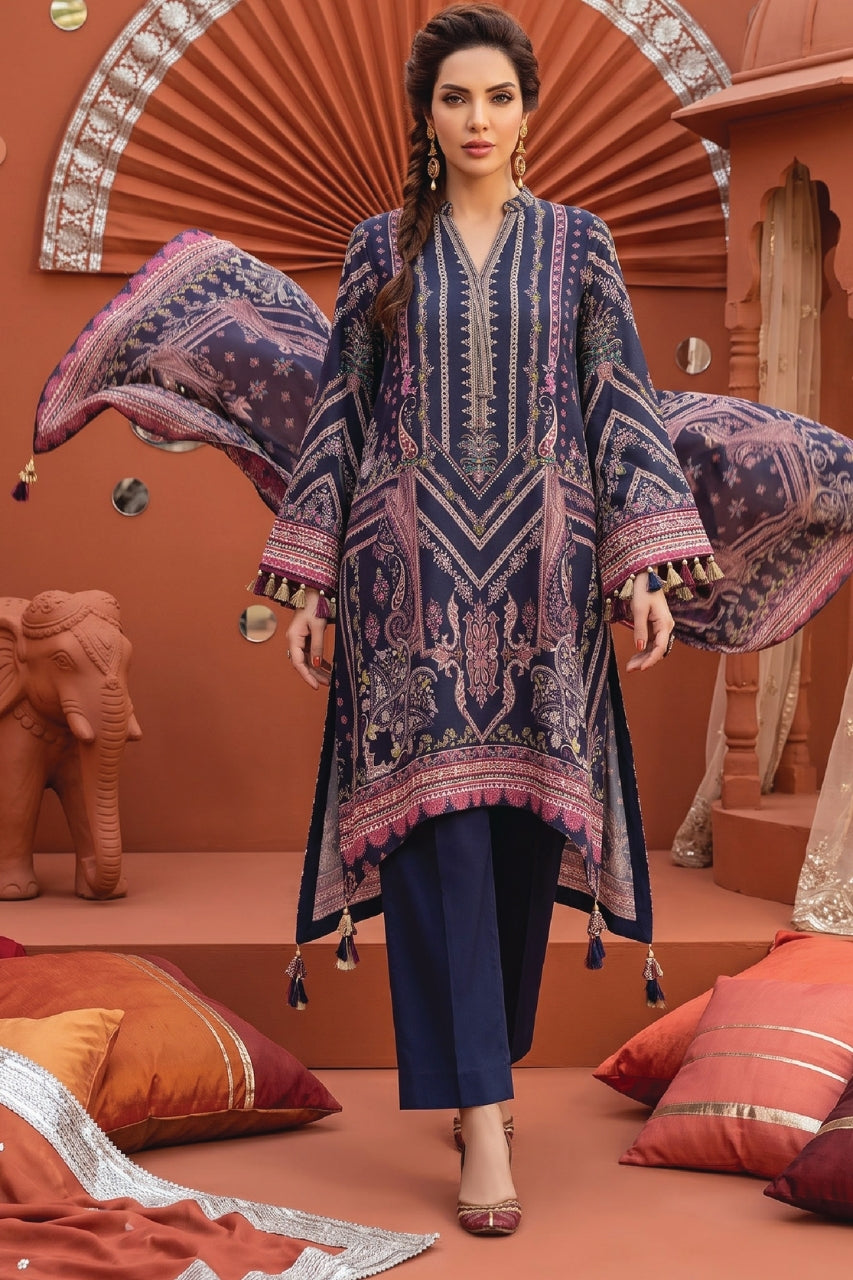 Zesh Printed Velvet Dora Viscose 3PC