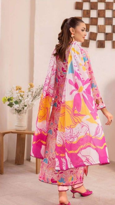 Coral Premium Doria Printed Lawn 3-PC
