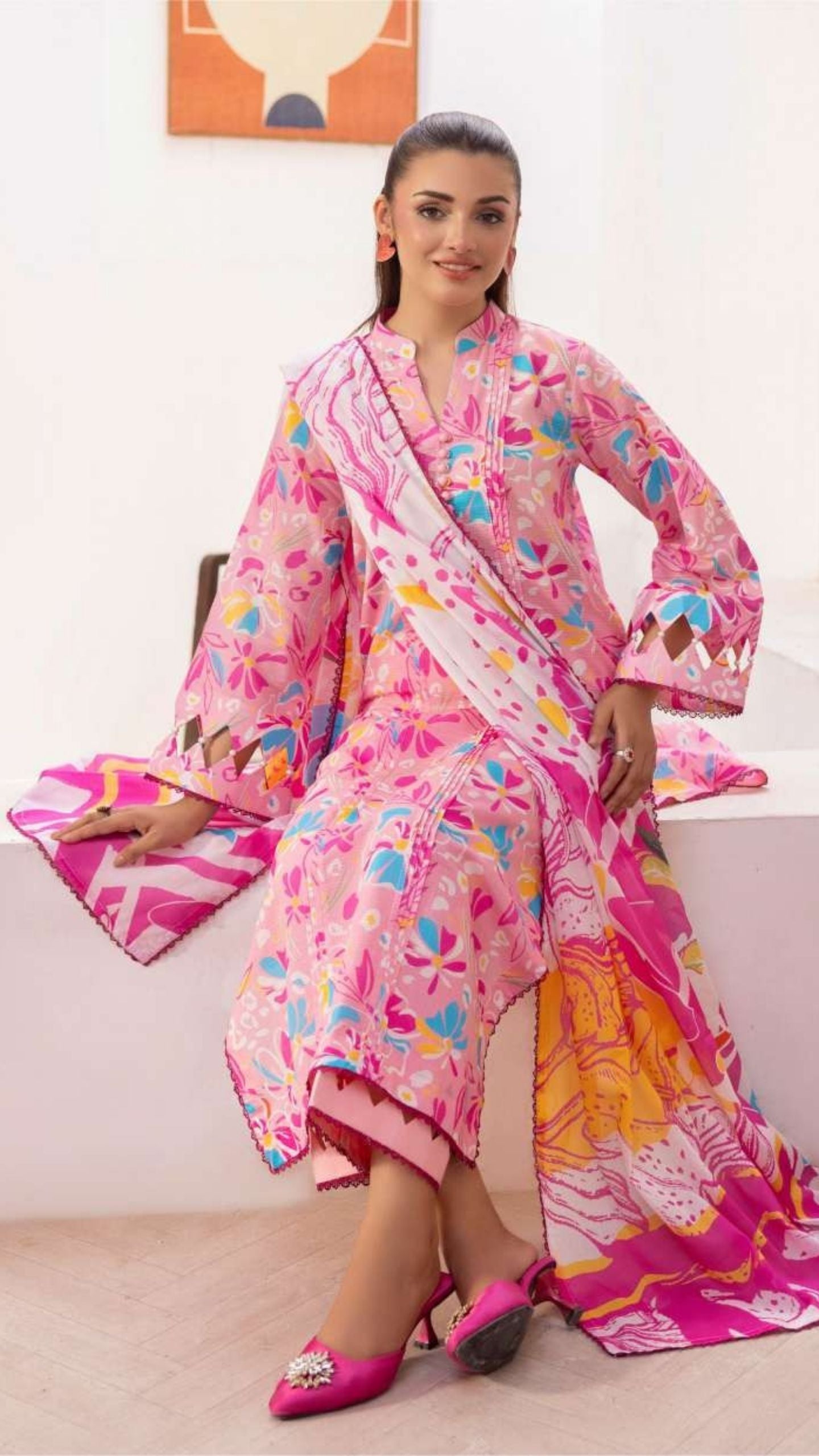 Coral Premium Doria Printed Lawn 3-PC