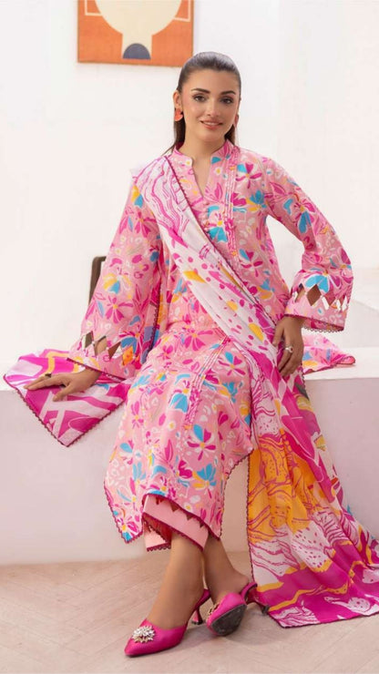 Coral Premium Doria Printed Lawn 3-PC