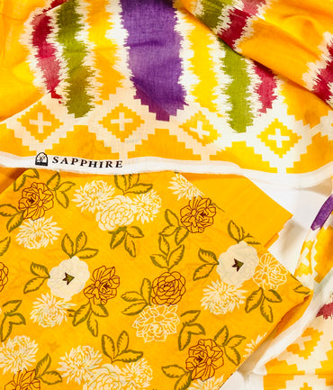 Sapphire Printed Lawn 3PC