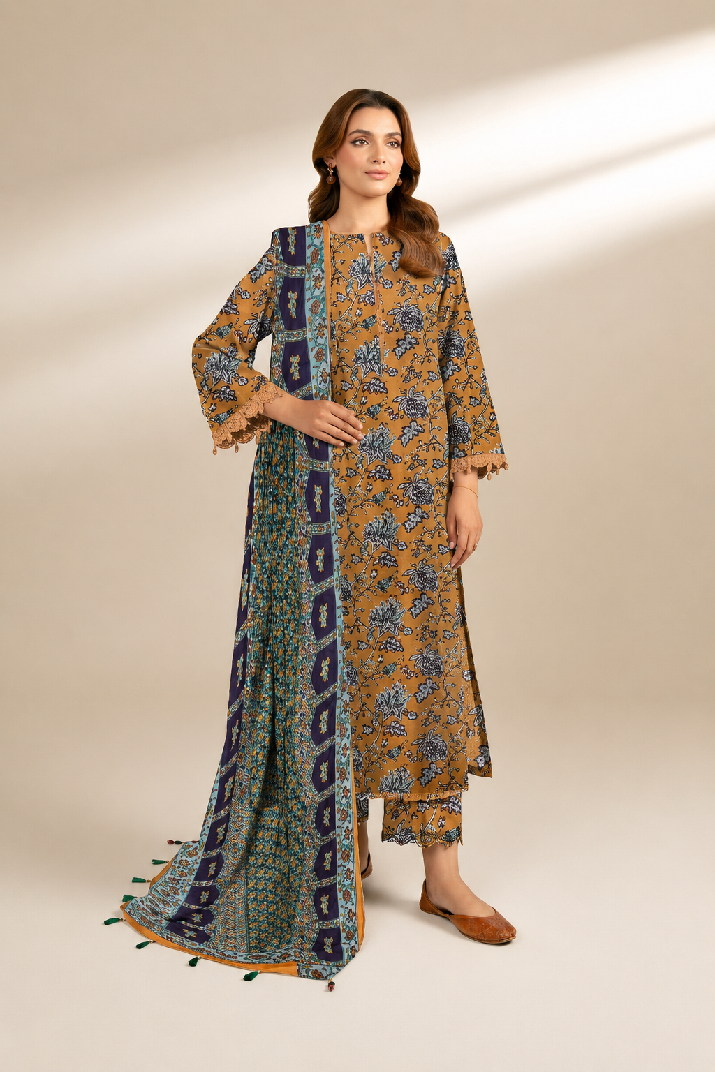 Sapphire Digital Printed Bana Dora Lawn 3PC
