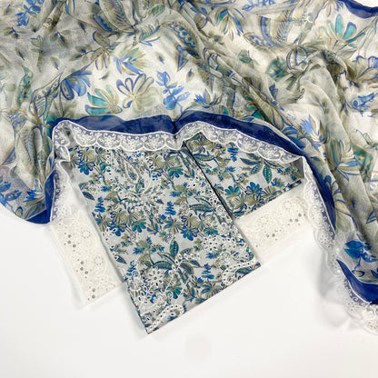 Crimson Embroiderd & Digital Printed Lawn 3PC