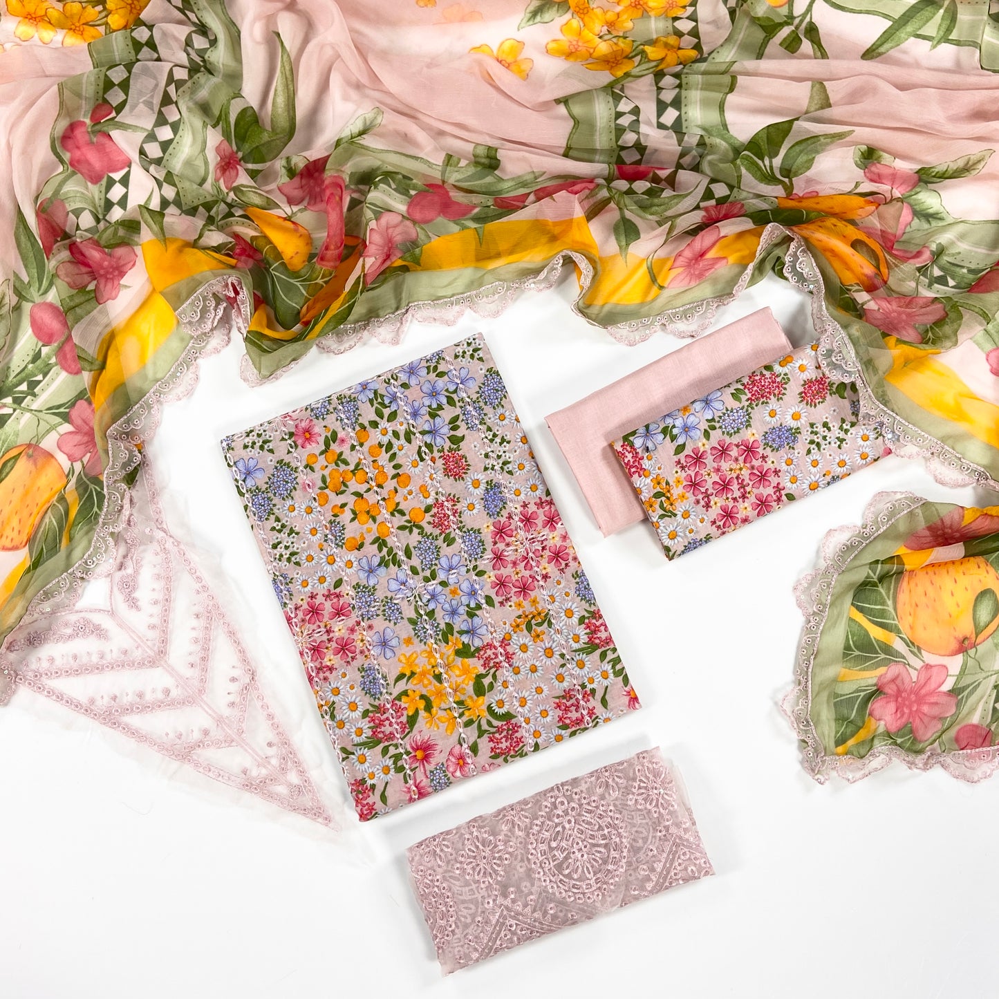 Maria B Printed Lawn With Emb Patches 3PC
