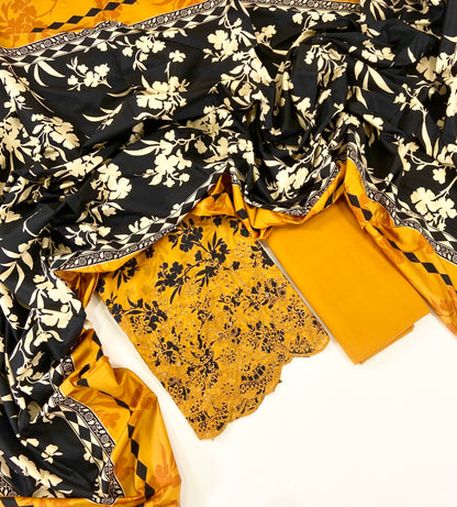 Ethnic Chickenkari Daman Linen 3PC