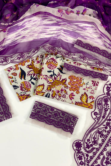 Baroque Embroiderd & Digital Printed Lawn 3PC