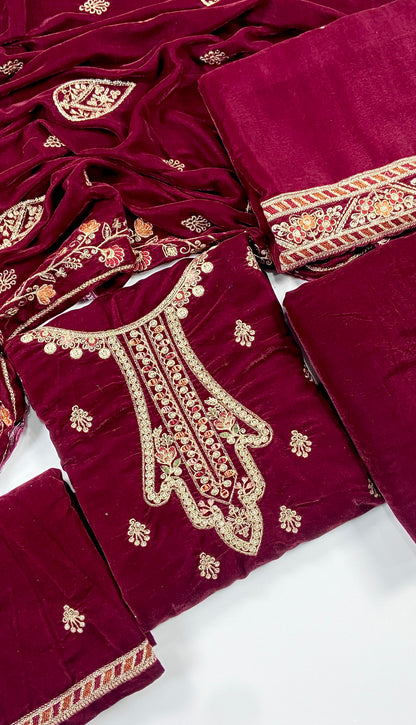 Maria B Luxury Velvet Embroidered Suit – 3PC
