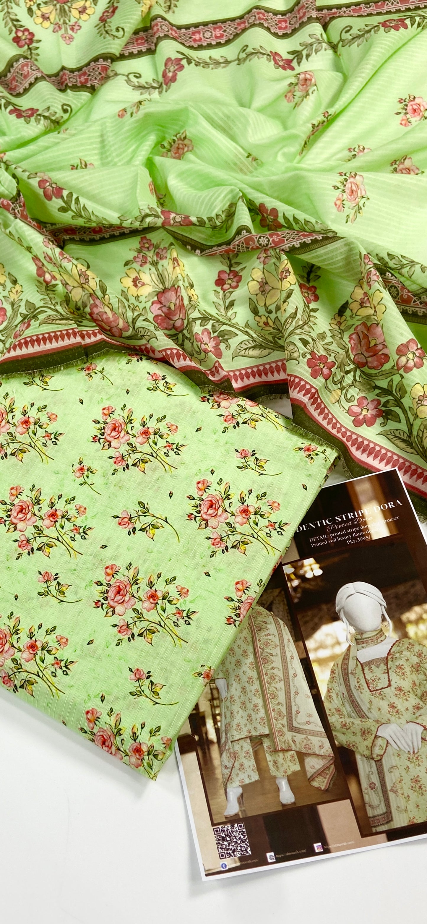 Almeerah Digital Printed Stripe Dora 3PC