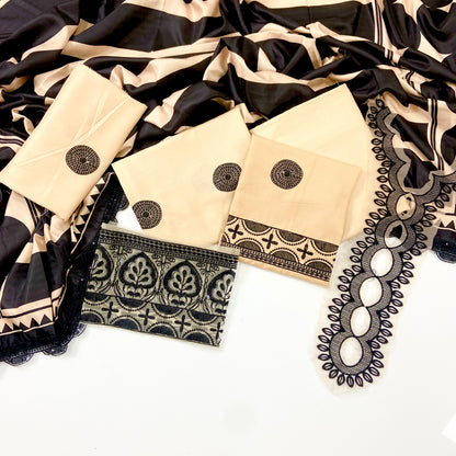 Ethnic Emb Dhanak With Shawl 3-PC