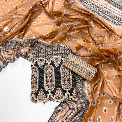 Rameen By Anaya Noor Printed & Laser Cutwork Emb Lawn 3PC