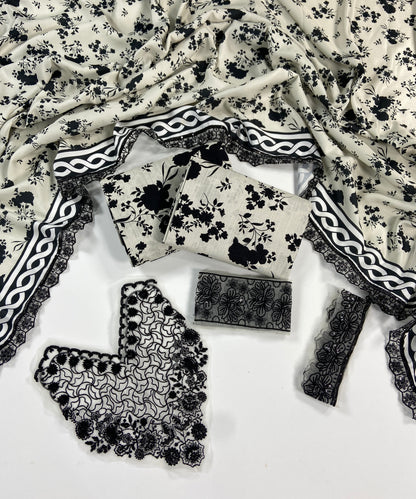 Aneelas Printed Slub Khaddar With Emb Patches 3PC