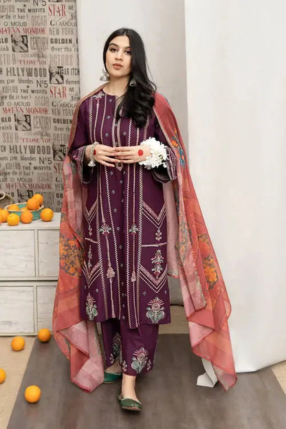 Zara Shahjahan Print Emb Lawn 3-PC