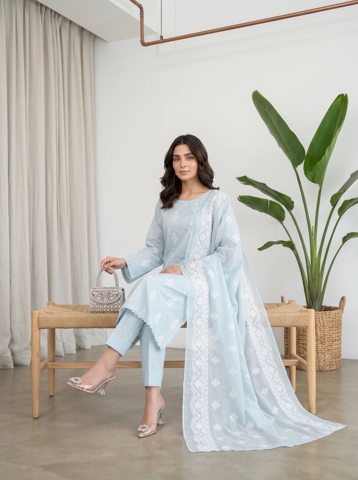 White Rose By Anaya Noor Emb Viscose 3PC