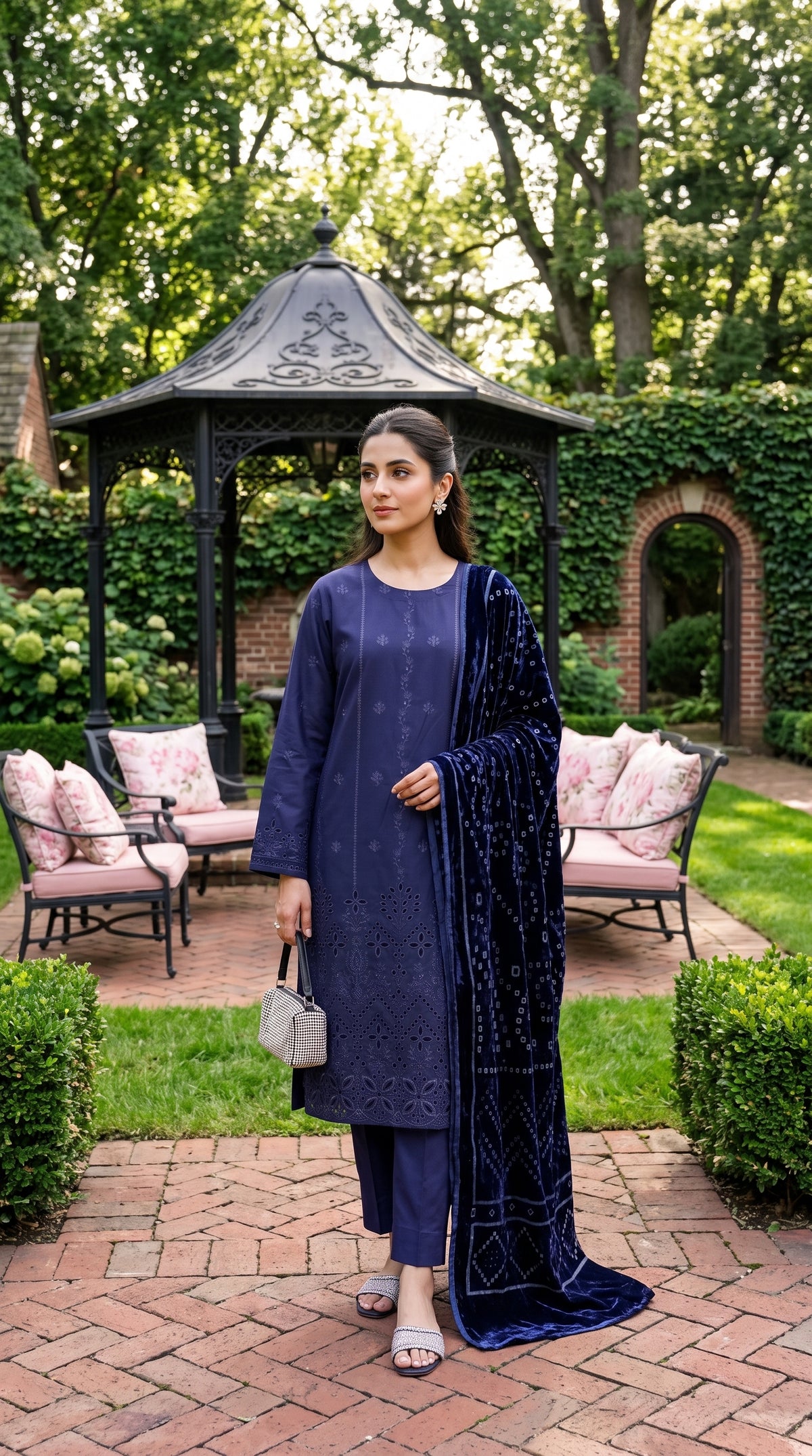 Laraib By Anaya Noor Emb Dhanak With Boring Daman 3PC