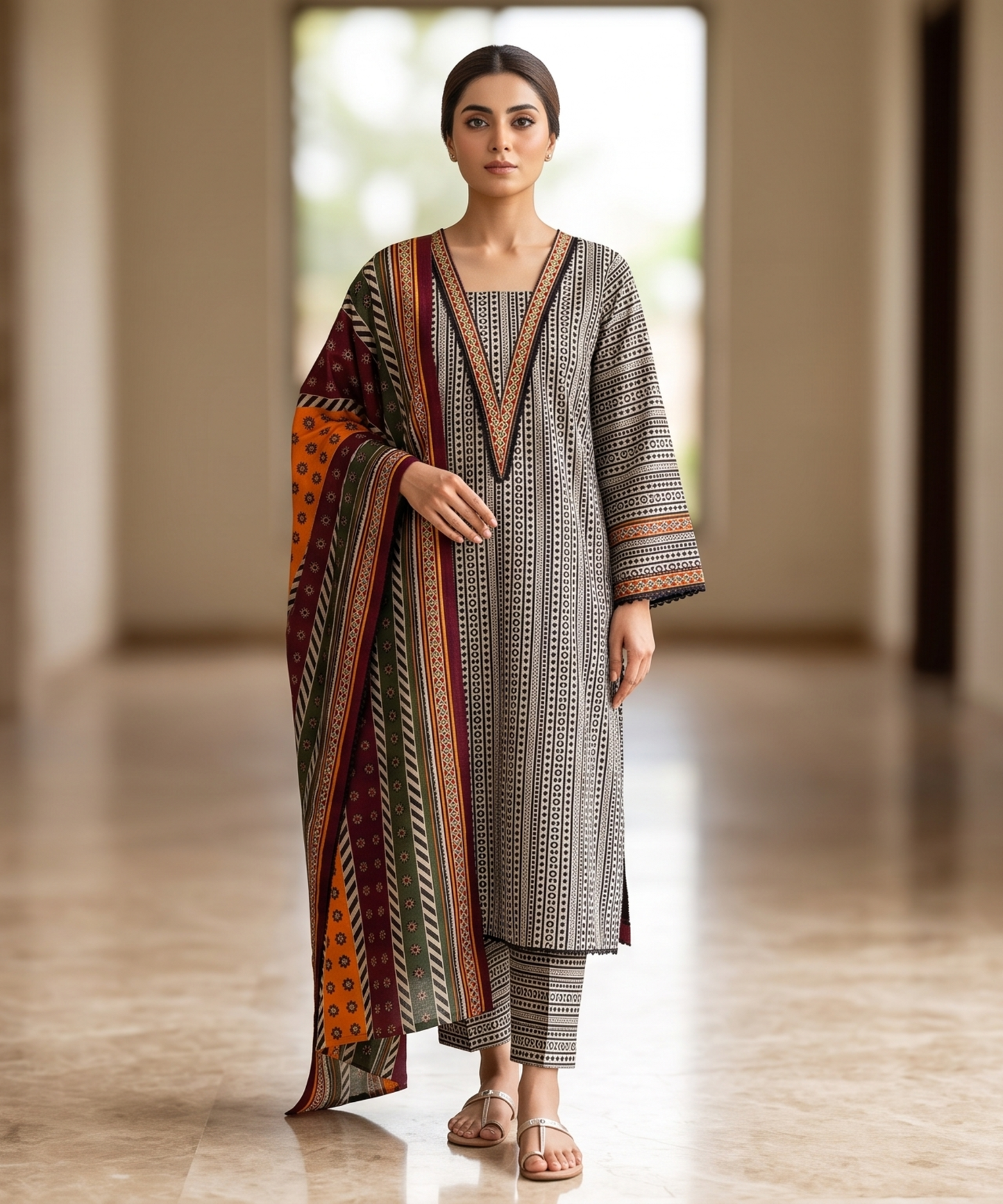Bin Saeed Digital Printed Lawn With Airline Long Shirt 3PC