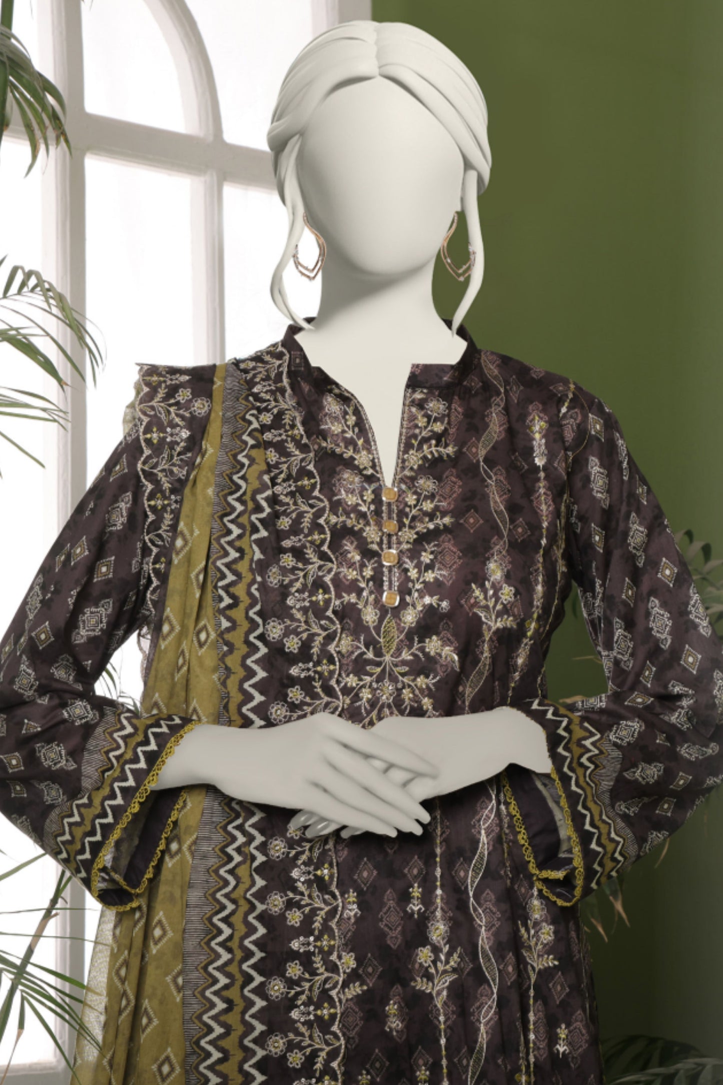 Almeerah Emb & Printed Lawn 3PC