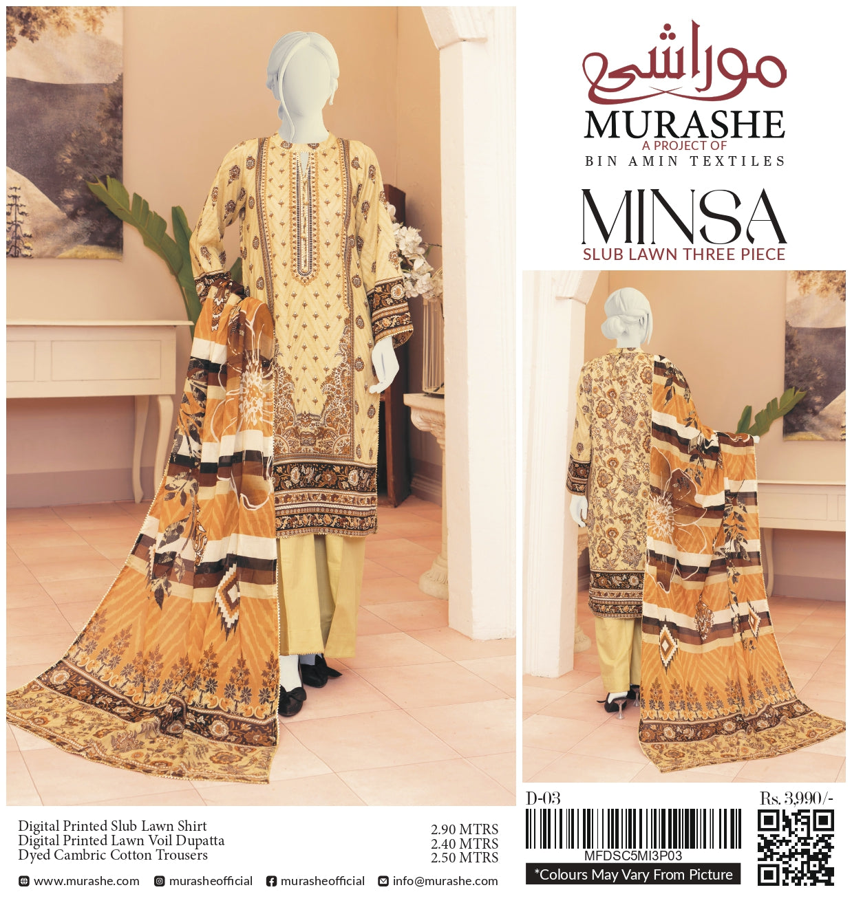 Minsa By Murashe Printed Lawn 3-PC