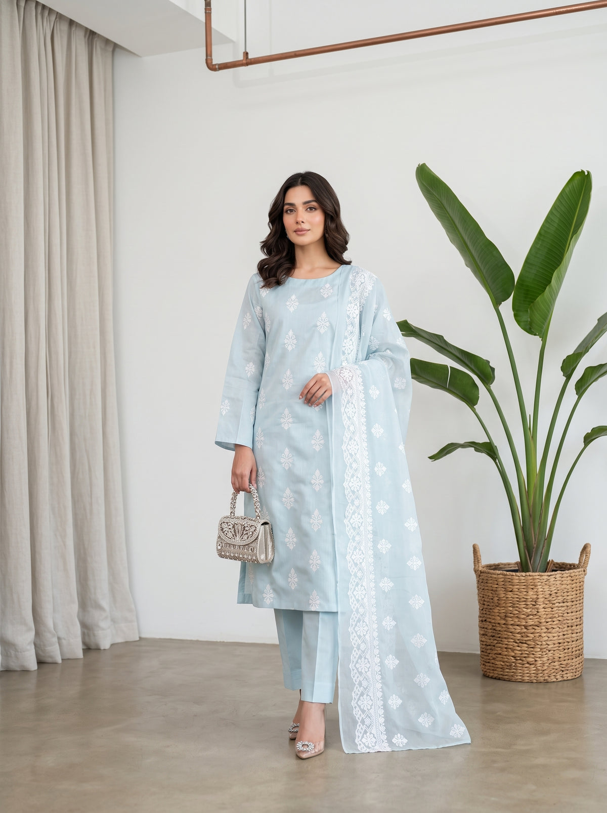 White Rose By Anaya Noor Emb Viscose 3PC